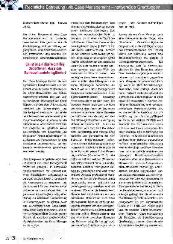 Vorschauseite 2: Rechtliche Betreuung und Case Management - notwendige Grenzungen