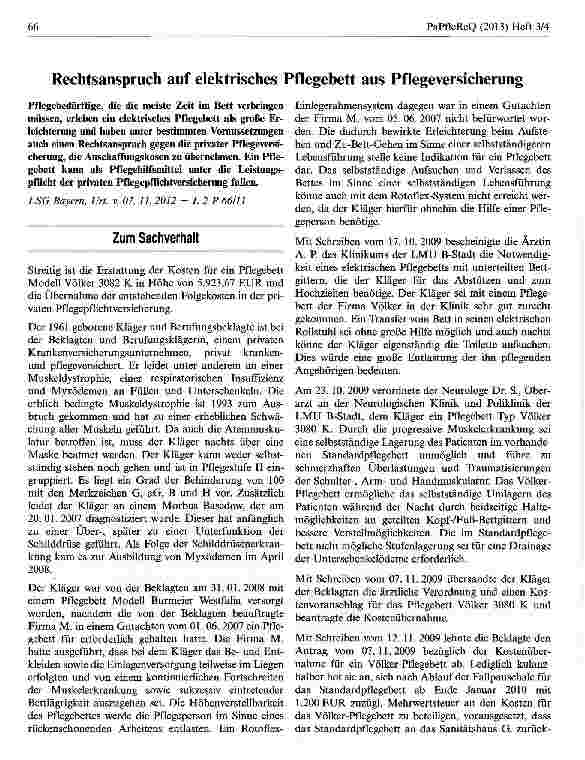 Vorschauseite 1: Rechtsanspruch auf elektrisches Pflegebett aus Pflegeversicherung