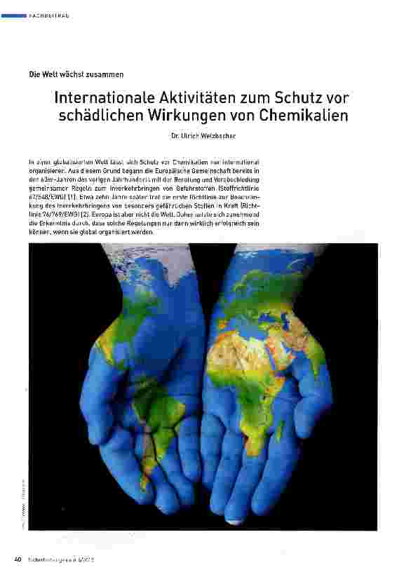 Vorschauseite 1: Internationale Aktivitäten zum Schutz vor schädlichen Wirkungen von Chemikalien