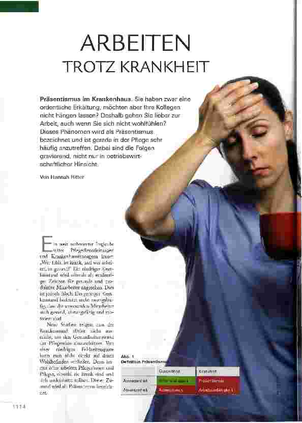 Vorschauseite 1: ARBEITEN TROTZ KRANKHEIT