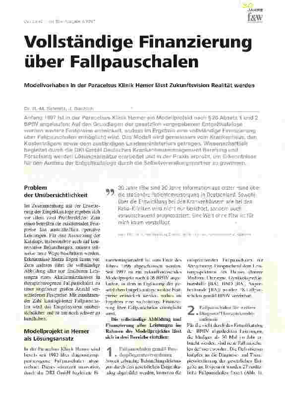 Vorschauseite 1: Vollständige Finanzierung über Fallpauschalen