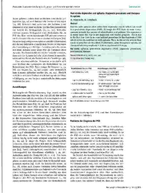 Vorschauseite 2: Poststroke Depression bei Aphasie: Diagnoseund Behandlungsmöglichkeiten