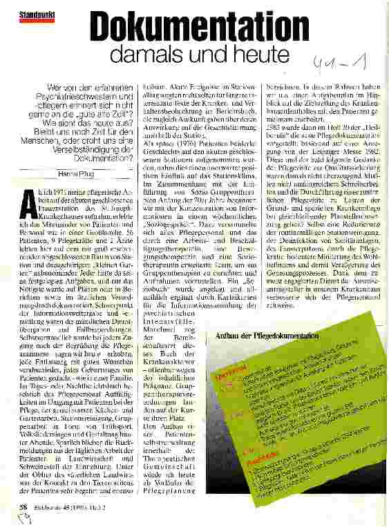 Vorschauseite 1: Dokumentation damals und heute