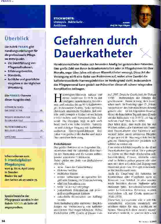 Vorschauseite 1: Gefahren durch Dauerkatheter