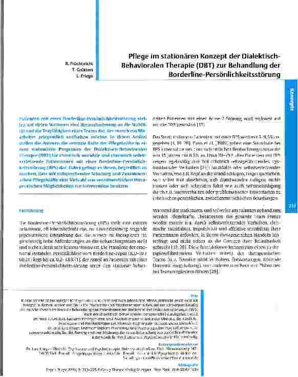 Vorschauseite 1: Pflege im stationären Konzept der Dialektisch-Behavioralen Therapie (DBT) zur Behandlung der Borderline-Persönlichkeitsstörung