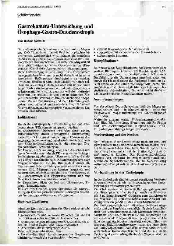 Vorschauseite 1: Gastrokamera-Untersuchung und Ösophago-Gastro-Duodenoskopie