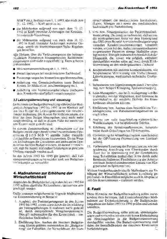 Vorschauseite 4: Krankenhaus-Controlling bei gedeckeltem Budget; Leistungs-, Kosten-, Erlösplanung; Vorläufige Hinweise der Deutschen Krankenhausgesellschaft zur zur Budgetüberwachung 93-95