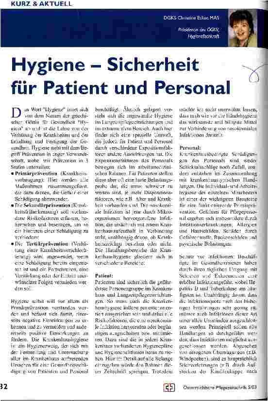 Vorschauseite 1: Hygiene - Sicherheit für Patient und Personal
