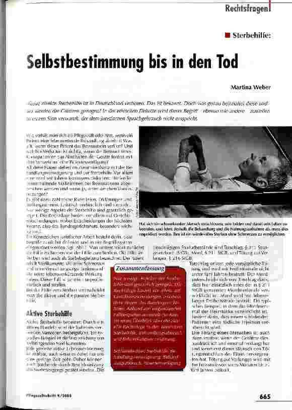 Vorschauseite 1: Selbstbestimmung bis in den Tod