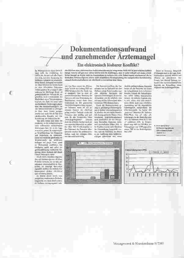 Vorschauseite 1: Dokumentationsaufwand und zunehmender Ärztemangel Ein elektronisch lösbarer Konflikt?