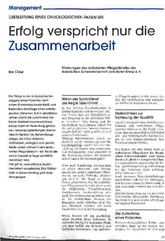 Vorschauseite 1: Erfolg verspricht nur die Zusammenarbeit
