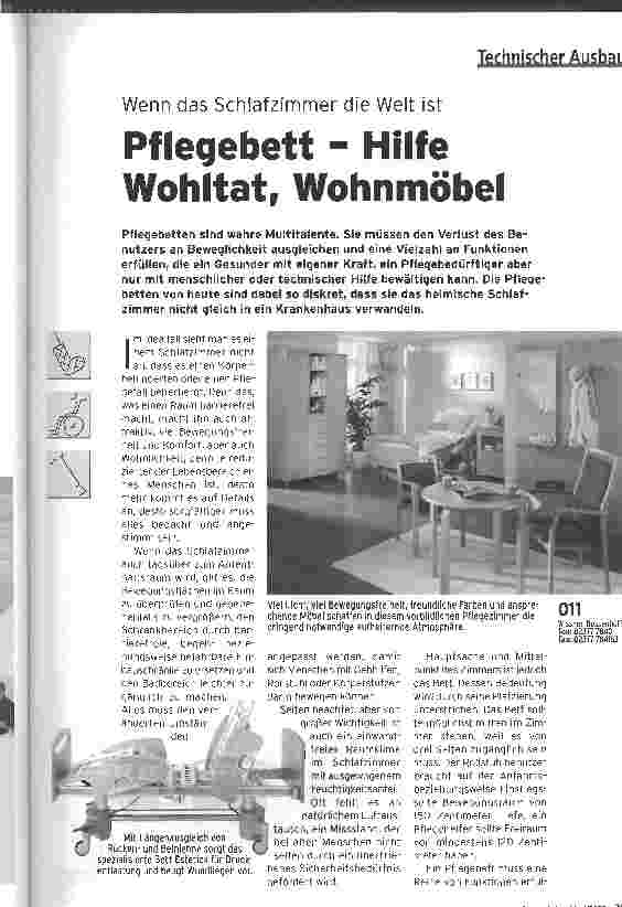 Vorschauseite 1: Pflegebett - Hilfe, Wohltat, Wohnmöbel
