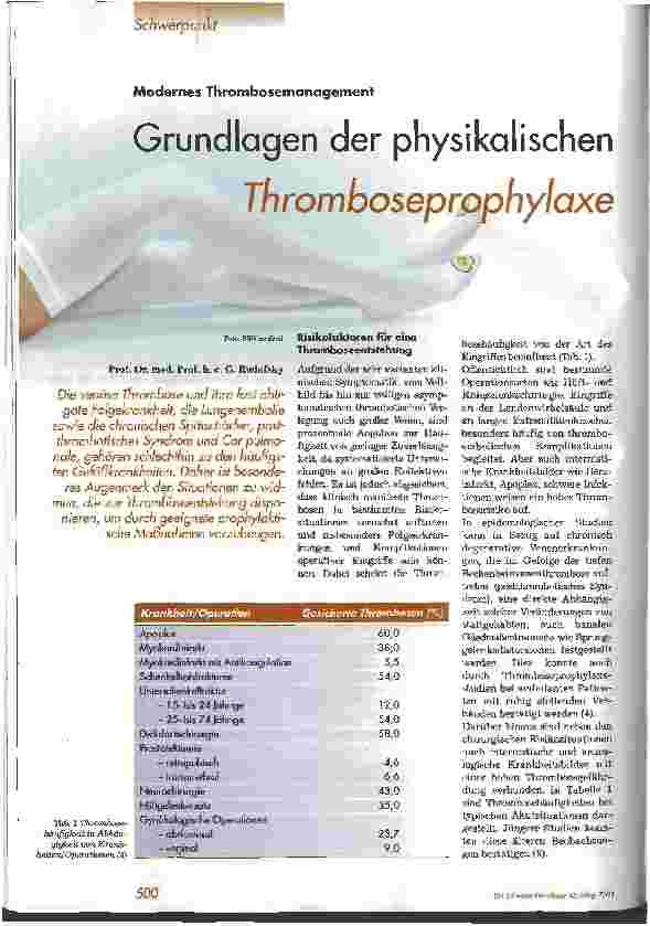 Vorschauseite 1: Grundlagen der physikalischen Tromboseprophylaxe