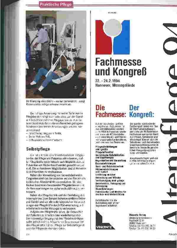 Vorschauseite 3: Wenn Pflege zum Kraftakt wird Technische Geräte und Hilfsmittel helfen Rückenverletzungen vermeiden
