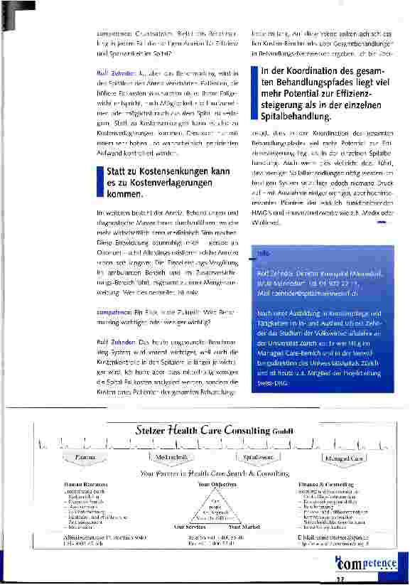 Vorschauseite 4: Zürcher Benchmarking: Einschätzung und Erfahrungen eines Spitaldirektors