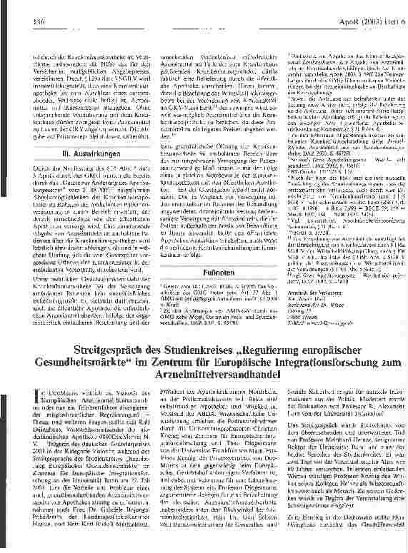 Vorschauseite 3: Die Abgabebefugnis der Krankenhausapotheke nach dem GKV-Modernisierungsgesetz
