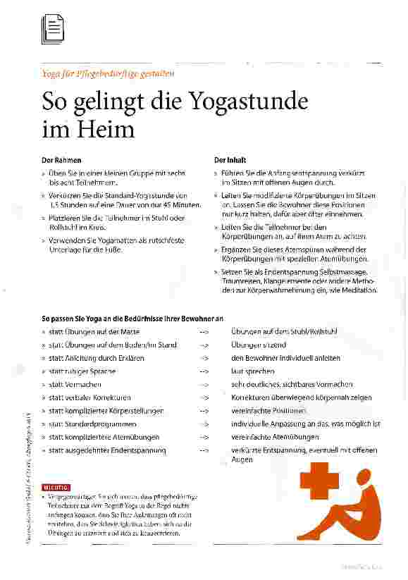 Vorschauseite 1: So gelingt die Yogastunde im Heim