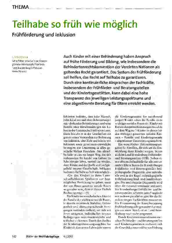 Vorschauseite 1: Teilhabe so früh wie möglich