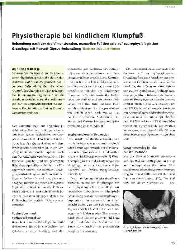 Vorschauseite 1: Physiotherapie bei kindlichem Klumpfuß