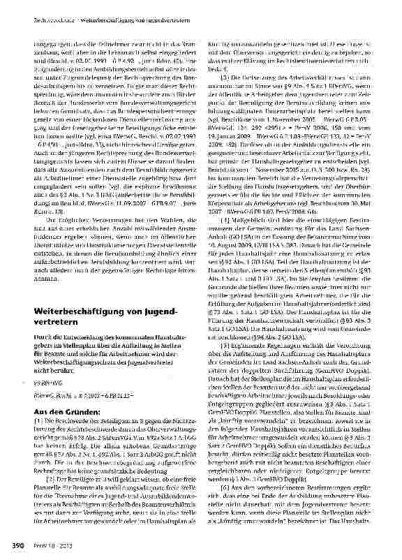 Vorschauseite 1: Weiterbeschäftigung von Jugend Vertretern