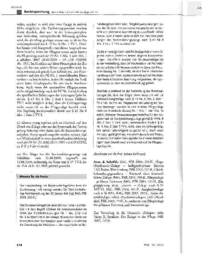 Vorschauseite 6: Intensivzulage und Stationsleitungszulage nach TV-L TV-L§ 43 Nr. 8 Abs. 1 und Abs. 2 Satz 1; Protokollerklärung Nr. 1 Abs. 1a und Nr. 3 Satz 1 und 2 zu Abschnitt Ader Anlage 1b zu…