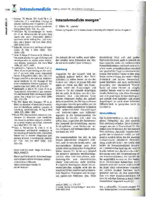 Vorschauseite 1: Intensivmedizin morgen