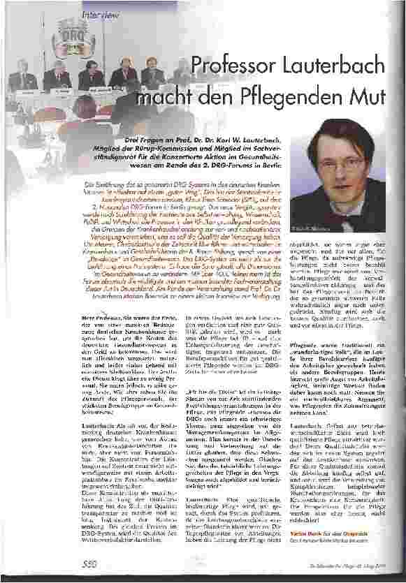 Vorschauseite 1: Professor Lauterbach macht den Pflegenden Mut