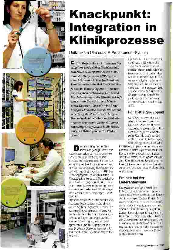 Vorschauseite 1: Knackpunkt: Integration in Klinikprozesse Uniklinikum Ulm nutzt E-Procurement-System