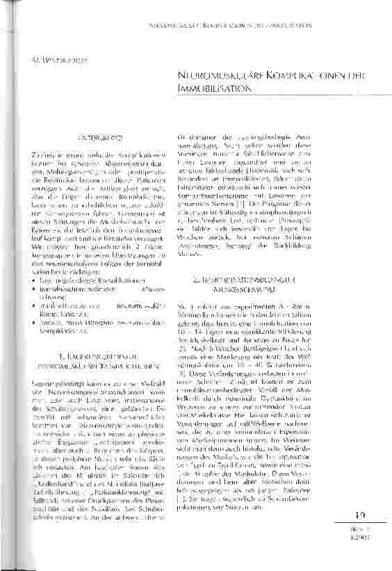 Vorschauseite 1: Neuromuskuläre Komplikationen der Immobilisation
