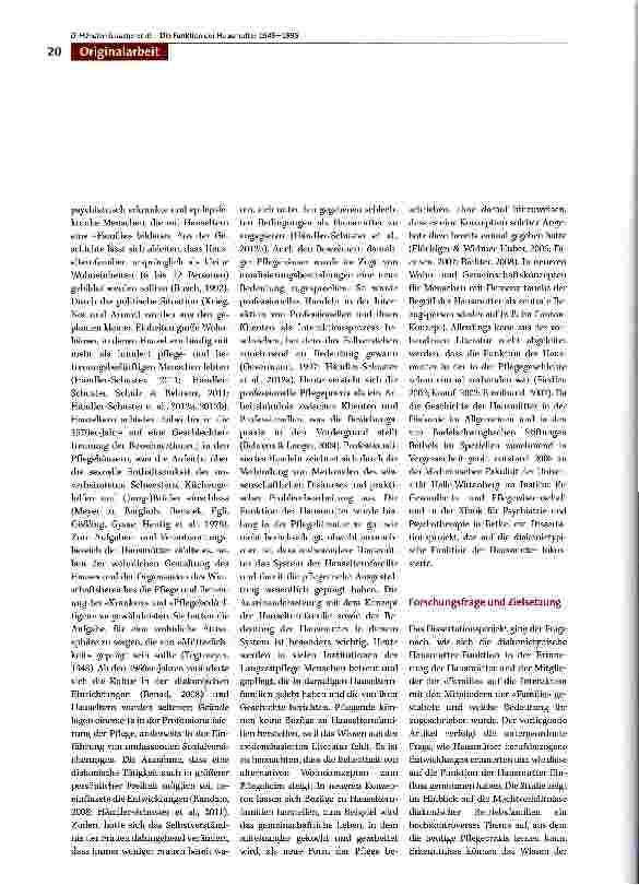 Vorschauseite 2: «Mein Lohn ist, dass ich darf». Wie Hausmütter den Machtverlust ihrer Position in Häusern für «Kranke und Pflegebedürftige» zwischen 1945 und 1995 im Rückblick erinnerten