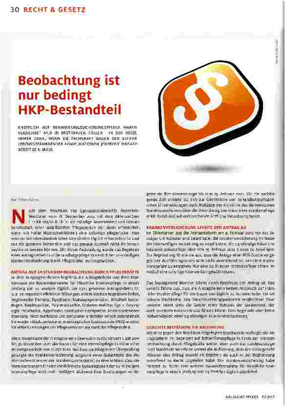 Vorschauseite 1: Beobachtung ist nur bedingt HKP-Bestandteil