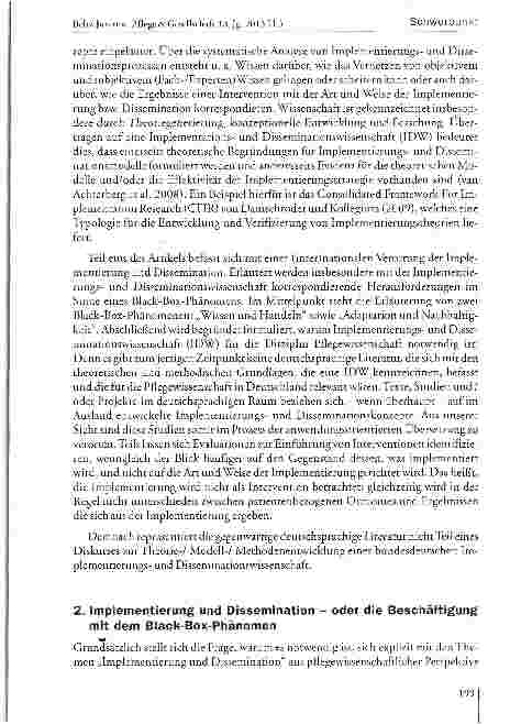 Vorschauseite 3: Implementierungsund Disseminations-forschung - ein notwendiger Diskurs
