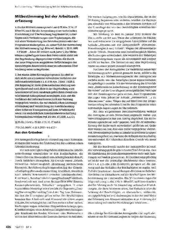 Vorschauseite 1: Mitbestimmung bei der Arbeitszeiterfassung