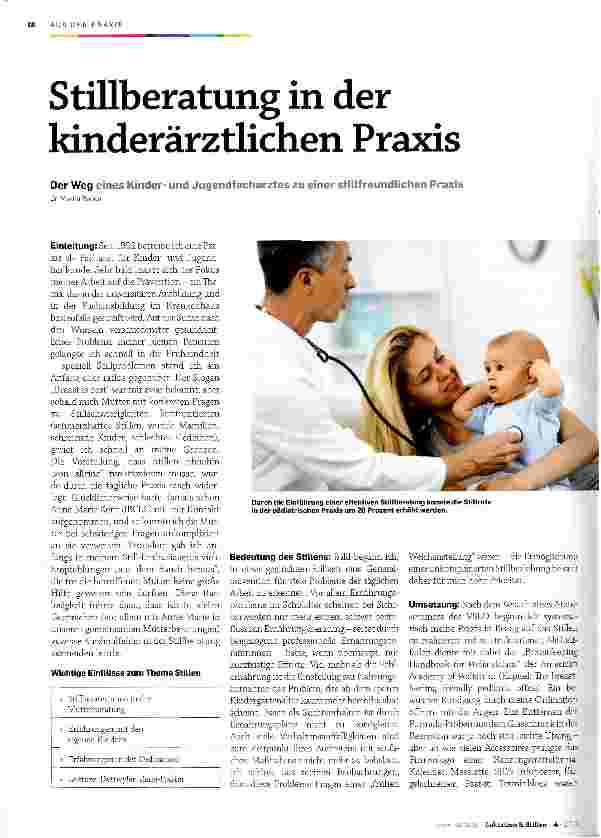Vorschauseite 1: Stillberatung in der kinderärztlichen Praxis