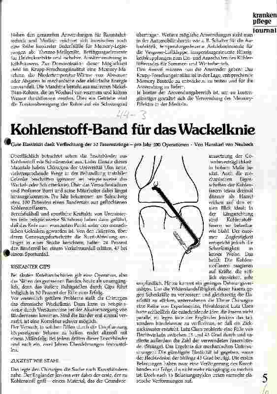 Vorschauseite 1: Kohlenstoff-Band für das Wackelknie