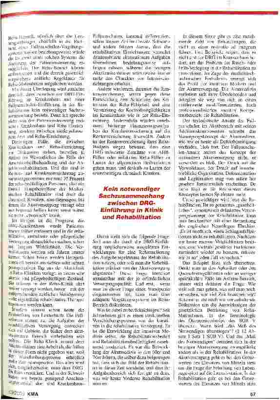 Vorschauseite 2: Fallpauschalen in der Rehabilitation? Vergütungsstrukturen