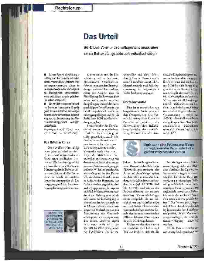 Vorschauseite 1: Das Urteil