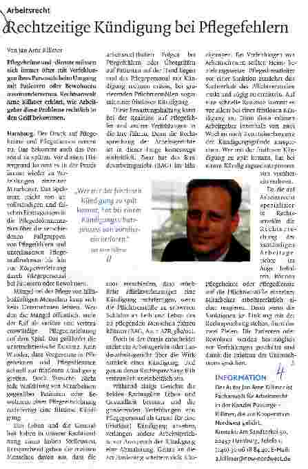 Vorschauseite 1: Rechtzeitige Kündigung bei Pflegefehlern