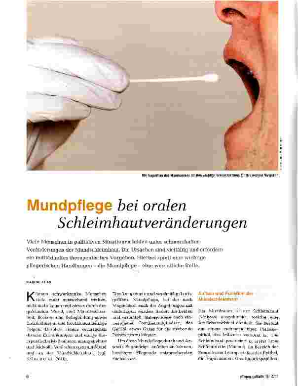 Vorschauseite 1: Mundpflege bei oralen Schleimhautveränderungen