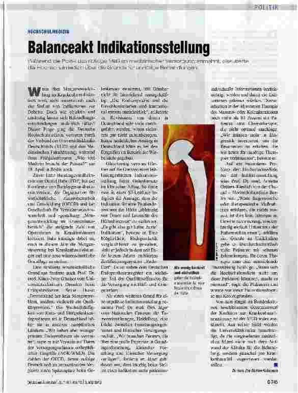Vorschauseite 1: Balanceakt Indikationsstellung