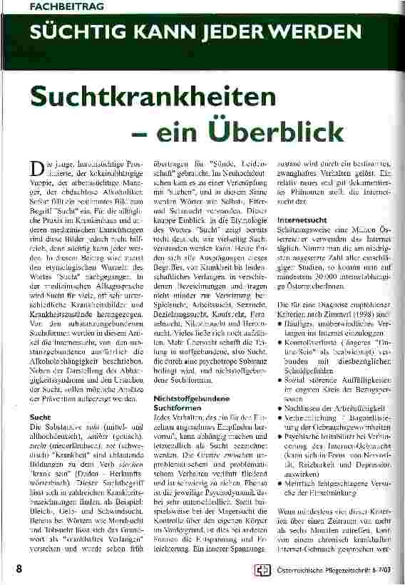 Vorschauseite 1: Suchtkrankheiten - ein Überblick
