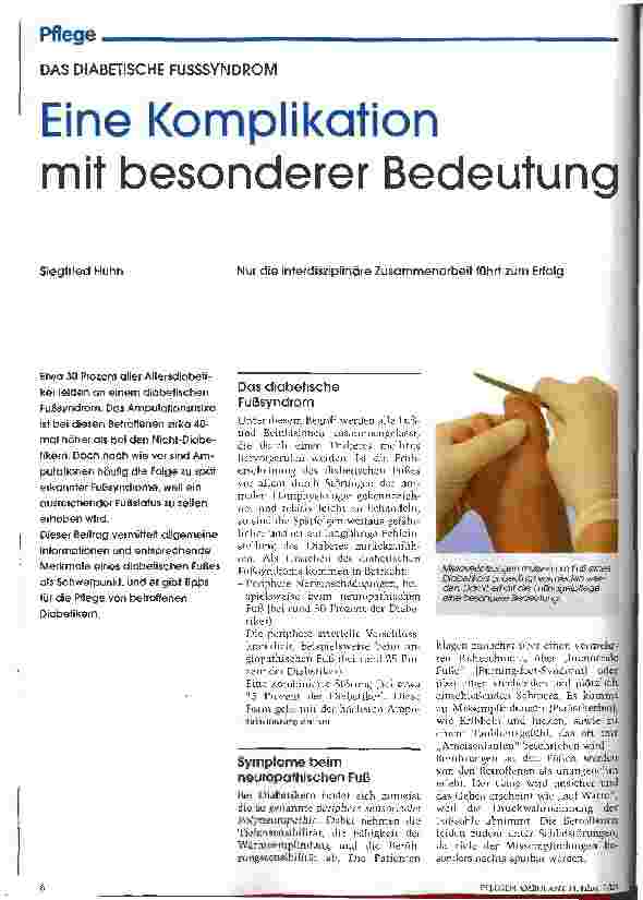 Vorschauseite 1: Eine Komplikation mit besonderer Bedeutung Das diabetische Fusssyndrom