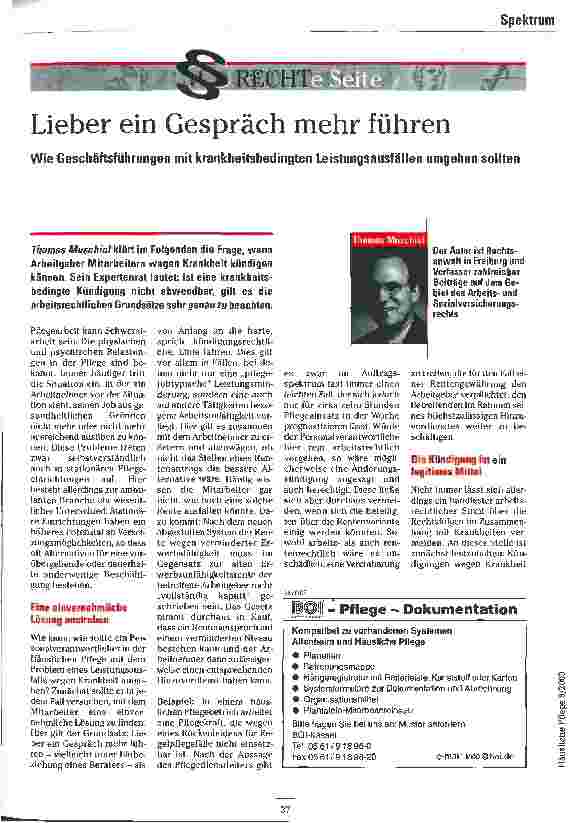 Vorschauseite 1: Lieber ein Gespräch mehr führen