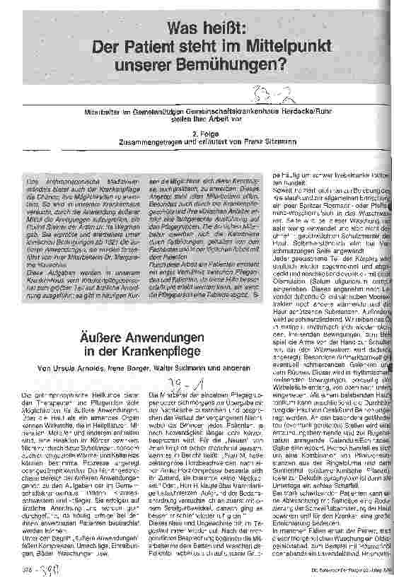 Vorschauseite 1: Was heißt: Der Patient steht im Mittelpunkt unserer Bemühungen Mitarbeiter im Gemeinnützigen Gem.-Krankenhaus stellen Ihre Arbeit vor