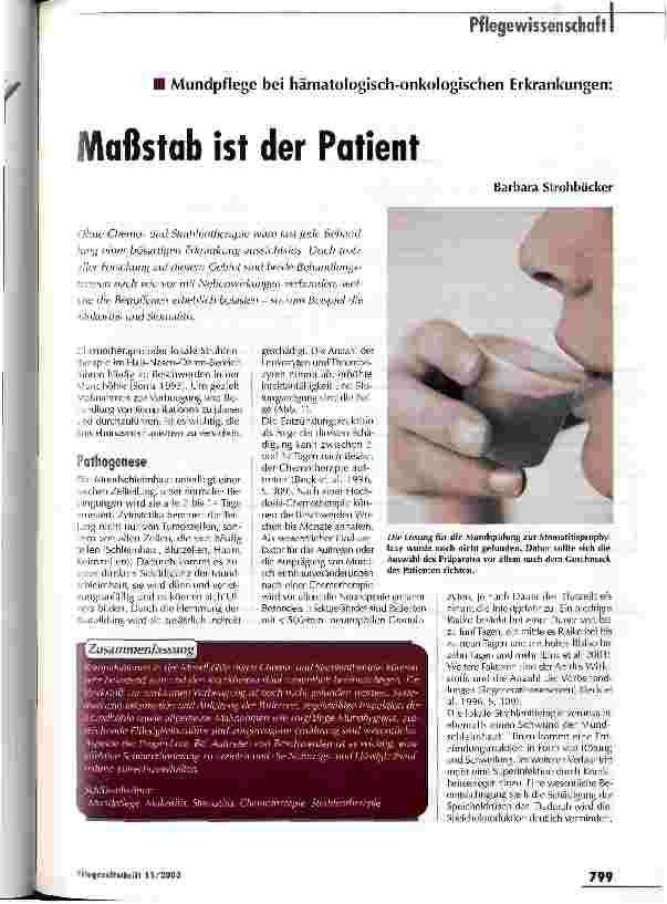 Vorschauseite 1: Maßstab ist der Patient