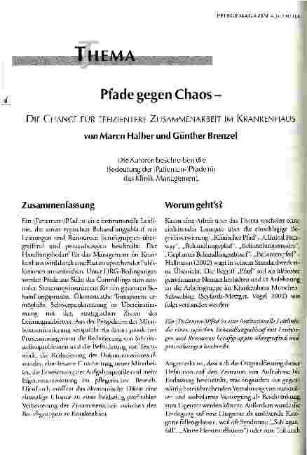 Vorschauseite 1: Pfade gegen Chaos Die Chance für effizientere Zusammenarbeit im Krankenhaus