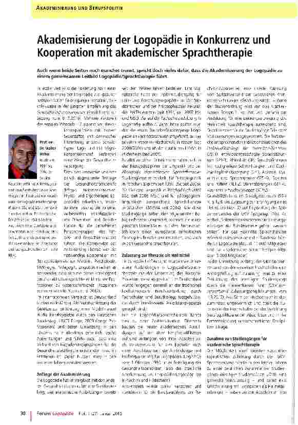 Vorschauseite 1: Modernisierung der Logopädie in Konkurrenz und Kooperation mit akademischer Sprachtherapie