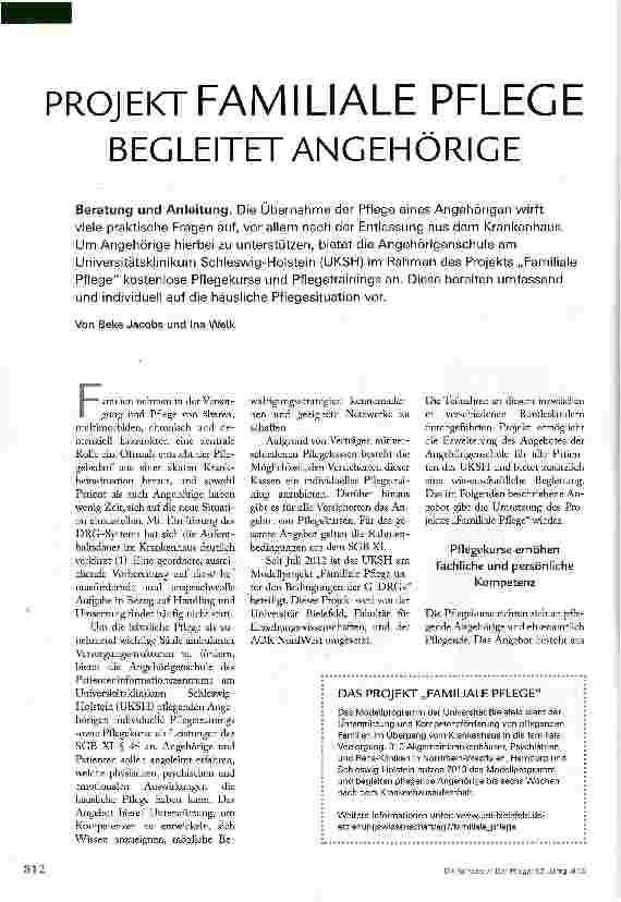 Vorschauseite 1: PROJEKT FAMILIALE PFLEGE BEGLEITETANGEHÖRIGE