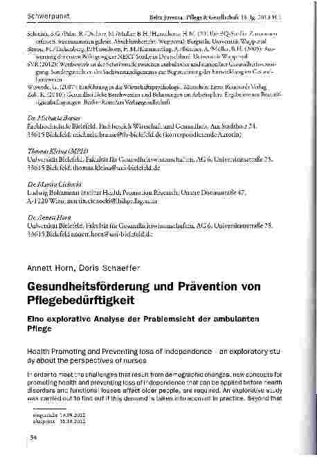 Vorschauseite 1: Gesundheitsförderung und Prävention von Pflegebedürftigkeit