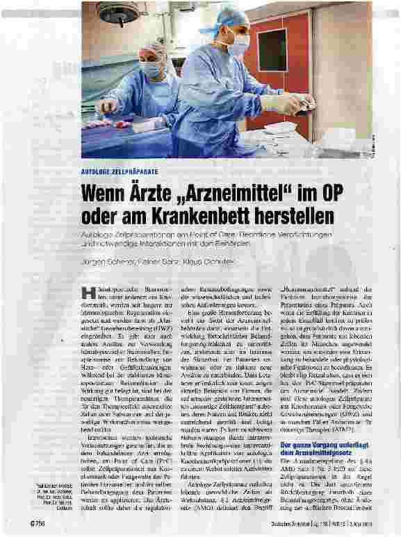 Vorschauseite 1: Wenn Arzte „Arzneimittel im OP oder am Krankenbett herstellen